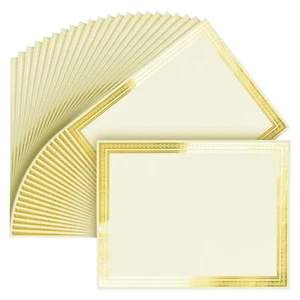 50 Sheets Gold Foil Award Certificate Paper 8.5 x 11 Inches for Printing (Ivory) - Picture 1 of 10