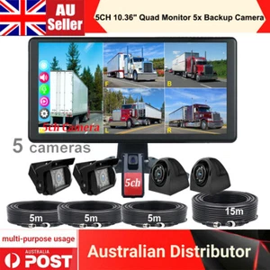5ch 10.36" Quad Monitor DVR 360 Backup camera For Truck Semi Box Bus RV Caravan - Picture 1 of 12