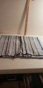 2 -NEW Handmade Woven Rag Rug 20.5x31 Fringe Throw Rug Cotton Multicolor Striped - Picture 1 of 5