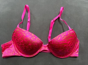 Candies Shiny Pink Gold Cheetah Size 34A Push-Up Bra Underwire Adjustable Strap - Picture 1 of 6