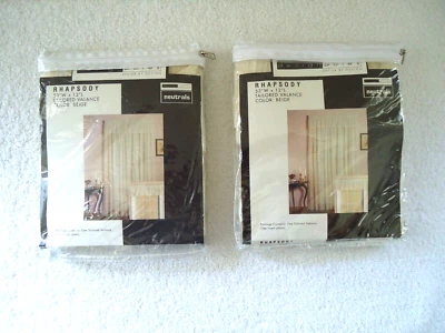 Lot Of 2 " NIP " Designables Rhapsody 53" W x 12" L Tailored Beige Valances - Image 1 of 4