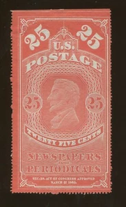 1865 United States Newspaper & Periodical Stamp #PR3b Mint Previously Hinged - Picture 1 of 2