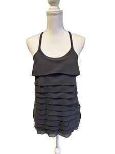 Design History Women's M Gray Tank Cami Chiffon Ruffled Tiered Top Viscose - Picture 1 of 5
