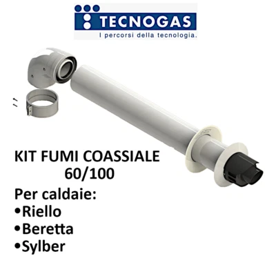 TECNOGAS Kit scarico fumi coassiale 60/100 Caldaie a condensazione Riello Beretta Sylber