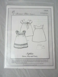 Bonnie Blue Designs Sewing Pattern Sophia Dress Slip Panty 116A 6 12 18 24 Mos - Picture 1 of 2