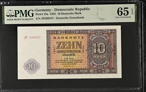 Germany Democratic 10 Deutsche Mark 1955 P 18 a Gem UNC PMG 65 EPQ - Picture 1 of 1