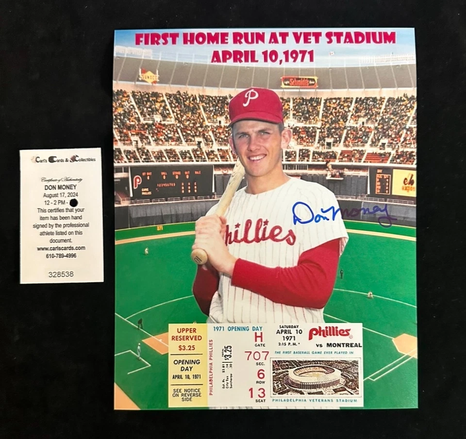 Don Money Signed Autographed 8 x 10 Baseball Photo Philadelphia Phillies COA Foto 1 de 1