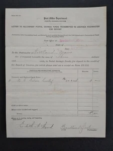 Maine: Carta Bowdoinham 1917 de la oficina de correos de DC enviando dinero, firmada por PM - Imagen 1 de 1
