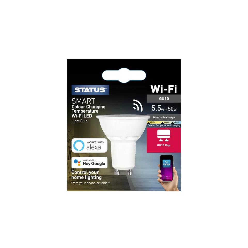 5.5w = 40w = 470 lumens - Smart - GU10 - Pearl - CCT - Image 1 of 1