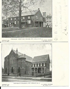Lote de 4 postales ilustradas de 1905, de iglesias en Mt Holly N J, lote #3 - Imagen 1 de 3