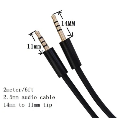 2meter 6ft 2.5mm male to 2.5 male 4 conductor aux cable 14mm to 11mm tip - Image 1 of 3