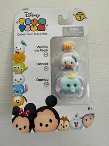DISNEY SERIES 1 TSUM TSUM PACK OF 3 CHARACTERS ~ DUMBO, DONALD, WINNIE POOH NEW - Picture 1 of 2
