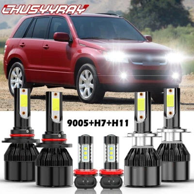 For Suzuki Grand Vitara 2006-2013 6X LED Faro Alto Bajo + Luz Antiniebla 6000K - Image 1 of 4