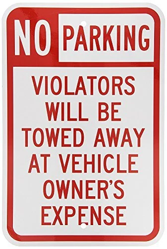 Металлический алюминиевый парковочный знак No Parking - Violators Towed Away 8X12 - Изображение 1 из 1