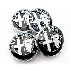 4x 60mm Für Alfa Romeo Emblem Schwarzes Radmitte Nabendeckel Radkappen Abzeichen - Bild 1 von 7