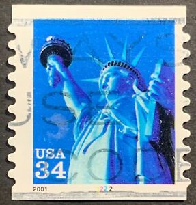 United States 34 cent Statue of Liberty, Plate Number Coil, Scott #3466, Used
