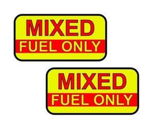 x 2 Mixed fuel only vinyl laminated stickers fuel cap 2 stroke decal petrol can - Picture 1 of 2