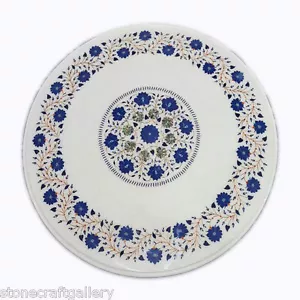 36" Mármol Table Top Hecho a Mano Pietra Dura Lapis Incrustación Arte Hogar Y - Imagen 1 de 1