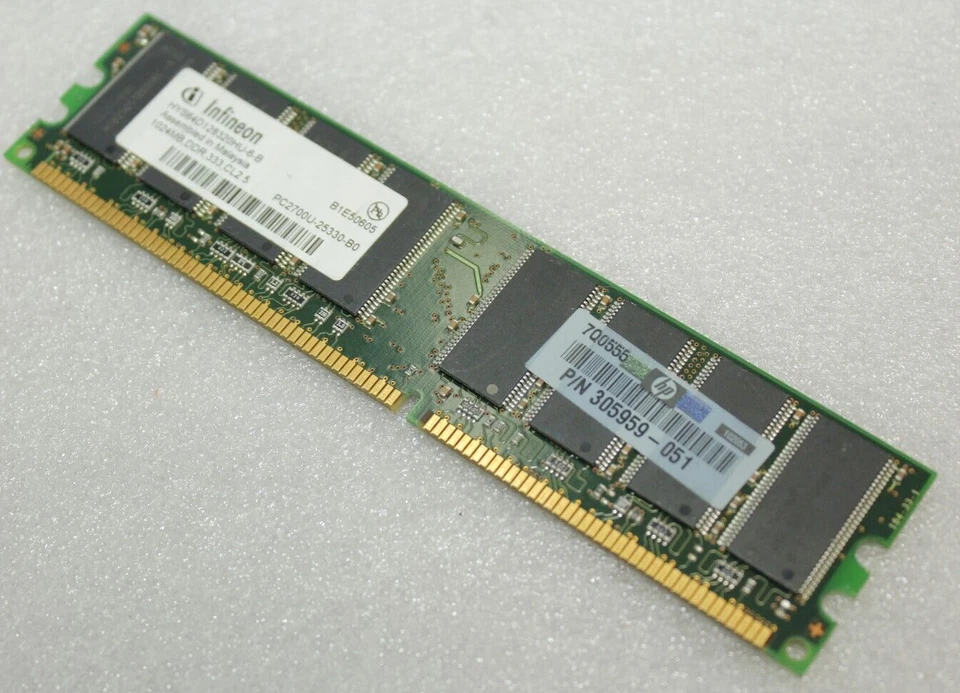 Infineon 1GB DDR 333Mhz PC2700 Non ECC Memory Ram HYS64D128320HU-6-B - Image 1 of 1