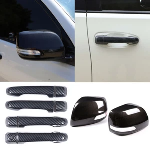 Carbon ABS Mirror Cover Door Handle Trim For Toyota Land Cruiser Prado 2010-22 - Picture 1 of 24
