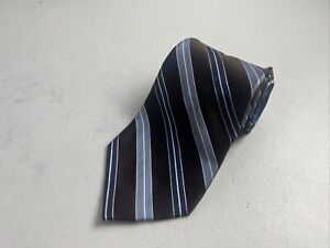 Tommy Hilfiger Men's Brown & Blue Striped Silk Neck Tie $98