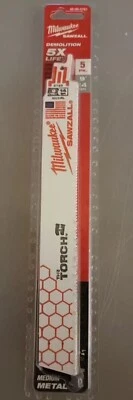 5-New Milwaukee 9" 14 TPI TORCH SAWZALL Blades Work In Milwaukee, Dewalt, Etc - Image 1 of 2