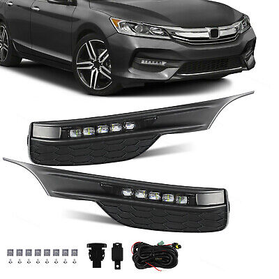 For 2016 2017 Honda Accord Fog Lights LED Left Right Lamps W/ Bezels And Switch • 57.97$
