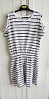 George White & Navy Stripe Cold Shoulder Dress  7-8 Years