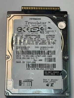 Dell N1166 HTS548040M9AT00 40GB 5.4K RPM 8MB Cache2.5"IDE Ultra ATA100/ATA-6 HDD - Image 1 of 4