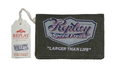 Replay Wallet Cotton Canvas Speed Freak Green Gray Men's - Image 1 of 3