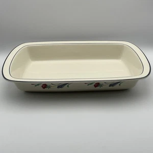 Lenox Poppies on Blue 13.5" Rectangular Baker Baking Dish Vintage USA Excellent - Picture 1 of 8