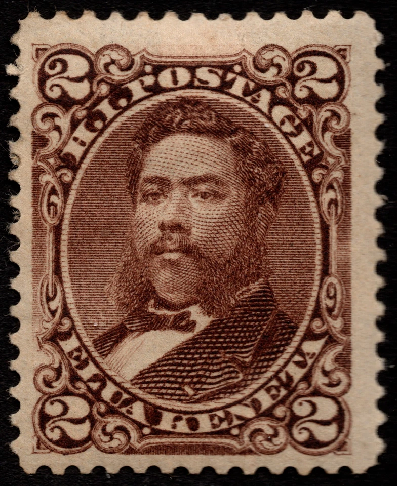 Hawaii Stamp Scott # 35 Mint F-VF - 2 Cents Brown King David Kalakaua Portrait - Image 1 of 1