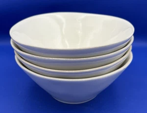 Set of 4 Crate & Barrel Large Marin Stoneware White Meal Bowls 8.74" Ramen Salad - Picture 1 of 10