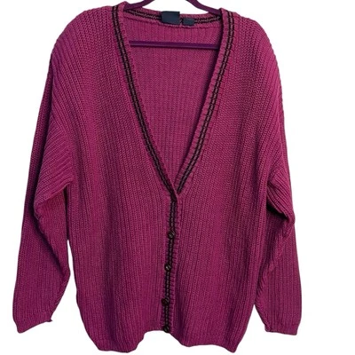 Cárdigan suéter tejido punto acanalado Dockers Fishermans para mujer M púrpura Academia de colección Foto 1 de 4