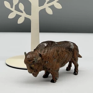 Rare GERMANY 2" BISON BUFFALO 30s Cold-Painted LEAD METAL Western Animal Figure - Picture 1 of 15