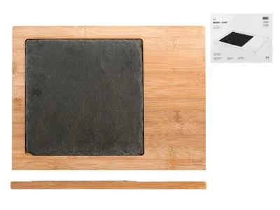 H&h Tagliere In Ardesia E Bamboo Cm25x33 - Immagine 1 di 3