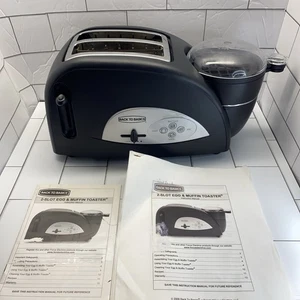 Back to Basics TEM500 Egg & Muffin 2 Slot Toaster Egg Poacher Black W Manuals - Picture 1 of 11