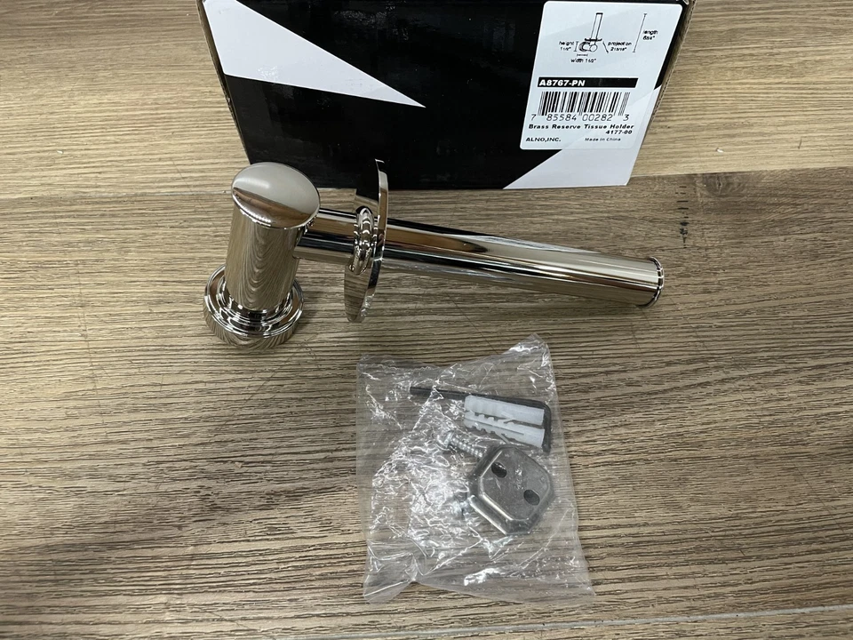 Alno A8767-PN Infinity Reserve Drop Down Single Post Toilet Paper Holder - Image 1 of 3