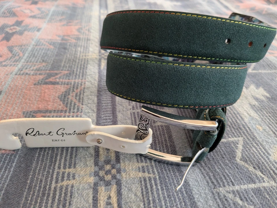 Cinturón Conlan de gamuza Robert Graham para hombre talla 32 verde azulado Foto 1 de 4
