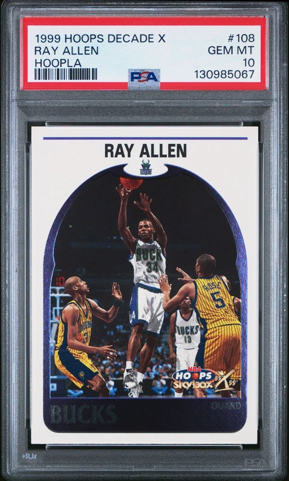1999-00 Skybox NBA Hoops Decade Hoopla Ray Allen #108 PSA 10 Pop 1 - Image 1 of 2