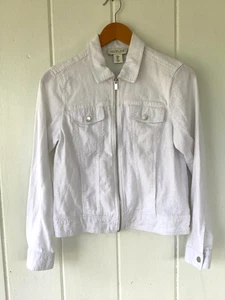 Rachel Zoe Womens Moto Utility Jacket Full Zip Linen Blend SMALL Capsule Sporty - Picture 1 of 7