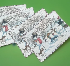 Carpinteros y Tejedores Invierno Niños Construcción Muñeco de Nieve Perro Tapiz Mesa Corredor - Imagen 1 de 3