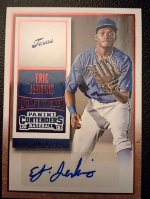 2015 Panini Contenders Red Eric Jenkins AUTOGRAPH Rangers - Image 1 of 2