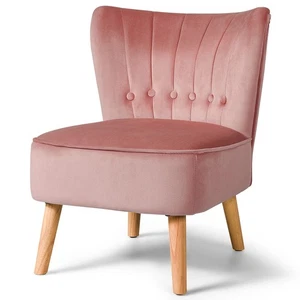 Tufted Soft Velvet Leisure Chair Armless Accent Single Sofa Upholstered Pink - Picture 1 of 6