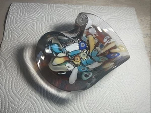 Murano Glass Tutti Frutti MCM Bowl Vintage 1950s Italy Heart-Shaped Silver Fleck - Picture 1 of 24
