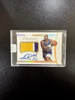 2014-15 Panini Flawless Karl Malone Game Used Jersey Patch Autograph #/10 Auto - Image 1 of 2