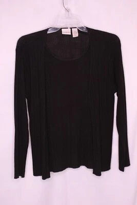 VILLAGER LIZ CLAIBORNE BLACK BEADED 2 PC LOOK LONG SLEEVE SWEATER SZ XL #P44 - Imagem 1 de 2