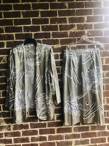 Womens Suit Set Givenchy En Plus Vintage Size 20W Blazer Skirt Gray White Vint - Picture 1 of 11