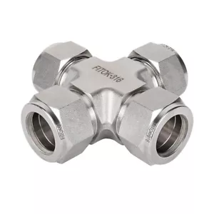 FITOK Union Cross 1/4" Tube OD 316 Stainless Steel Tube Fitting, SS-C-FL4 - Picture 1 of 1