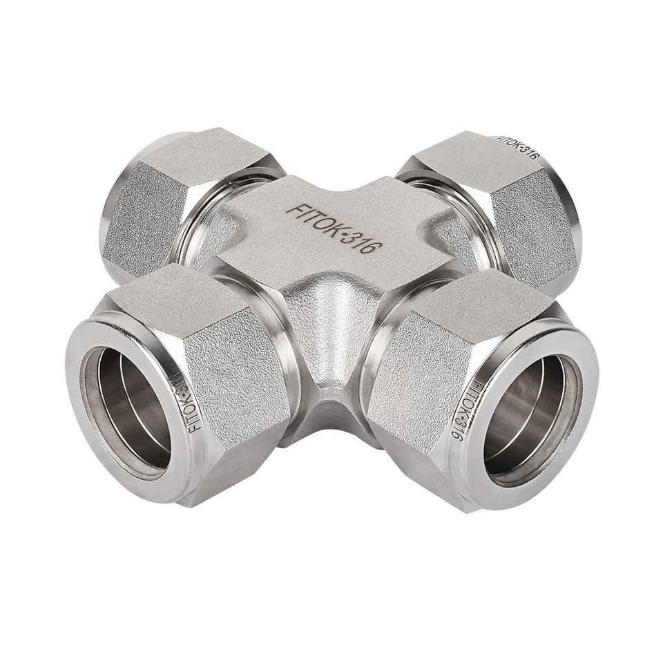 FITOK Union Cross 1/2 in Tube OD 316 Stainless Steel Tube Fitting, SS-C-FL8 - Image 1 of 1